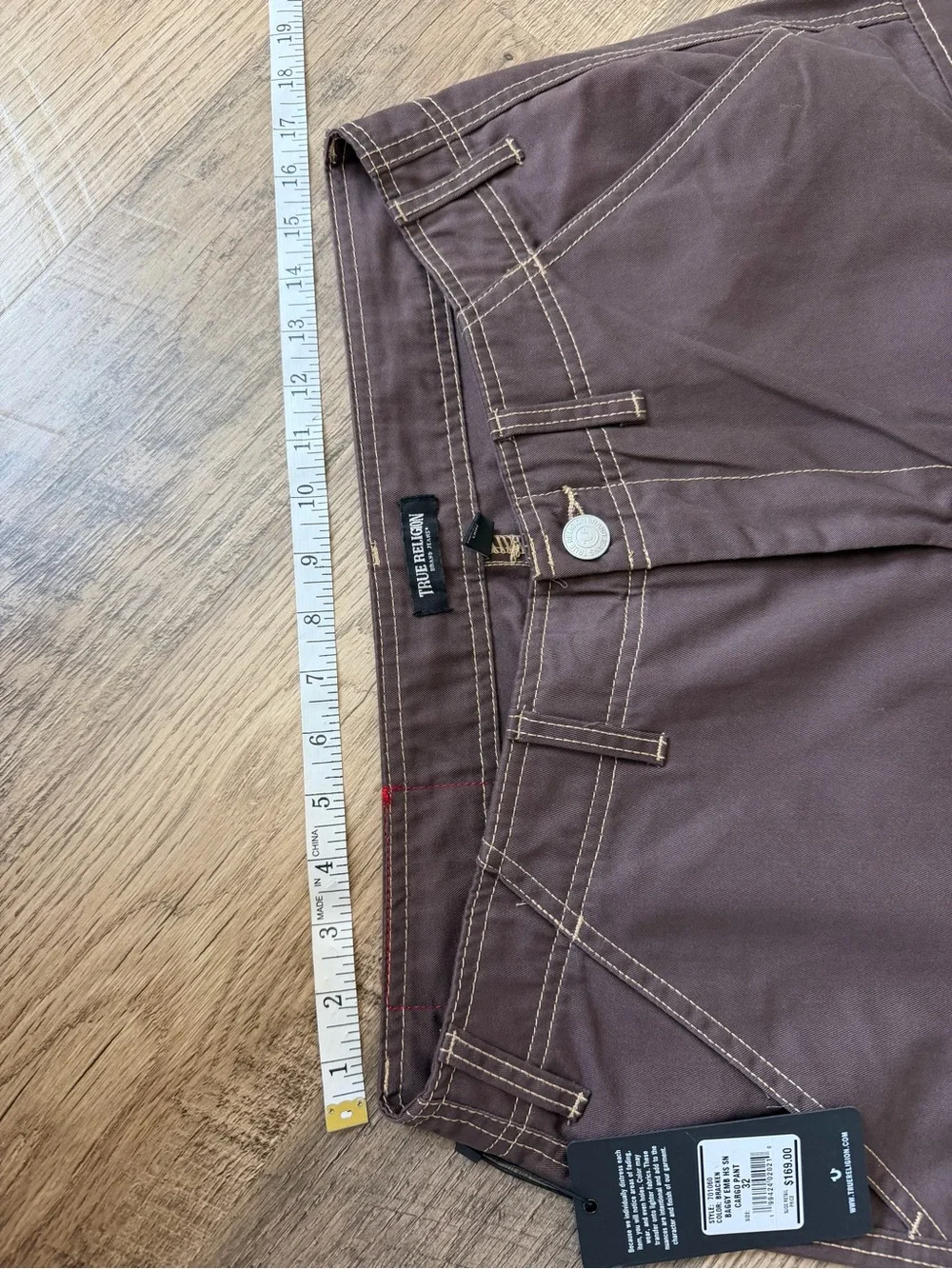 True Religion Baggy Cargo Pants Mens 32 Bracken Brown Horseshoe NWT $169
